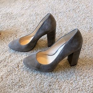 BRAND NEW grey suede heels